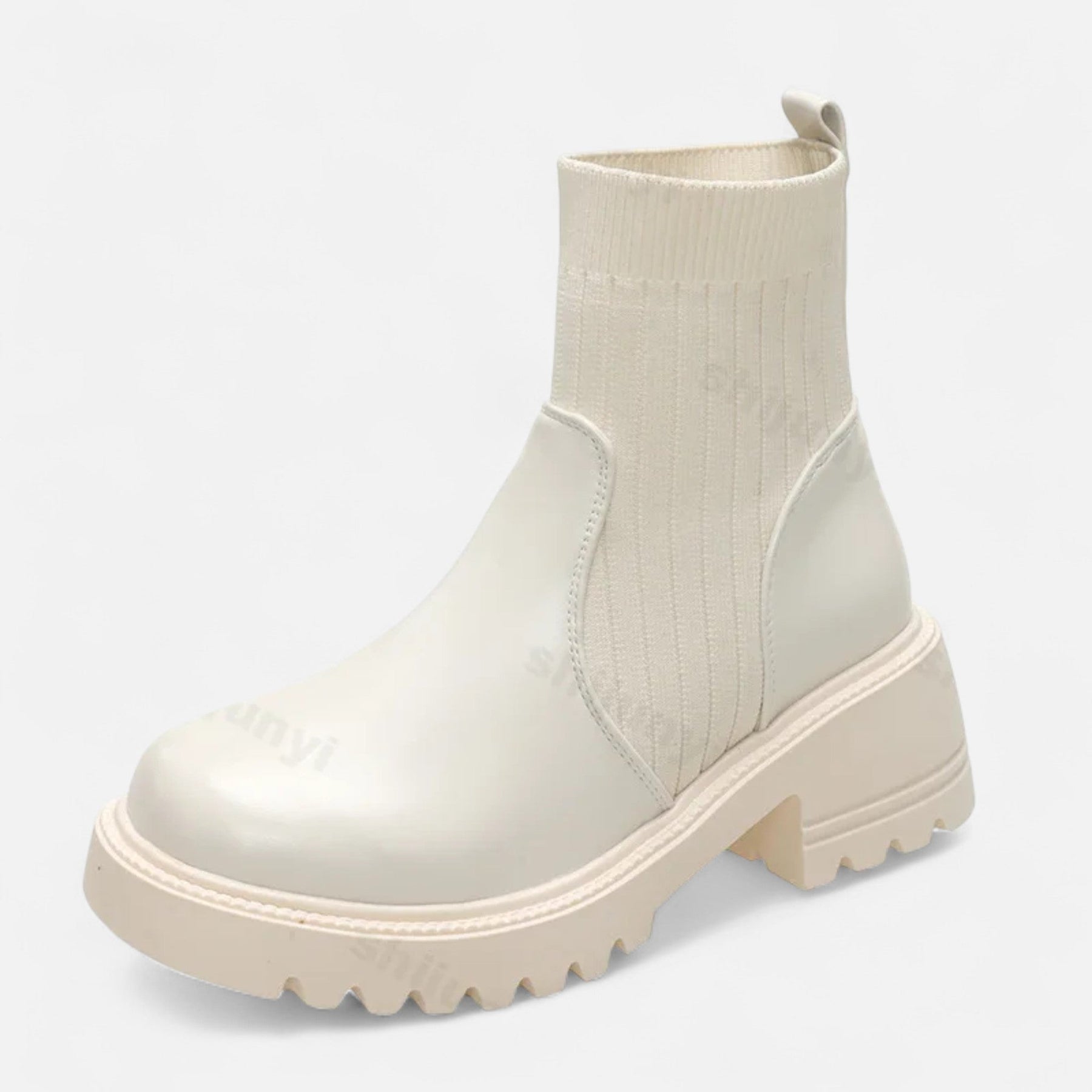 Mid Heel Ankle Boots-footwear > ankle boots-Laventaire-Cream-35-Laventaire