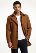 Mid-Length Tailored Coat-outerwear > coats > tailored coats-Laventaire-Light Brown-M-Laventaire