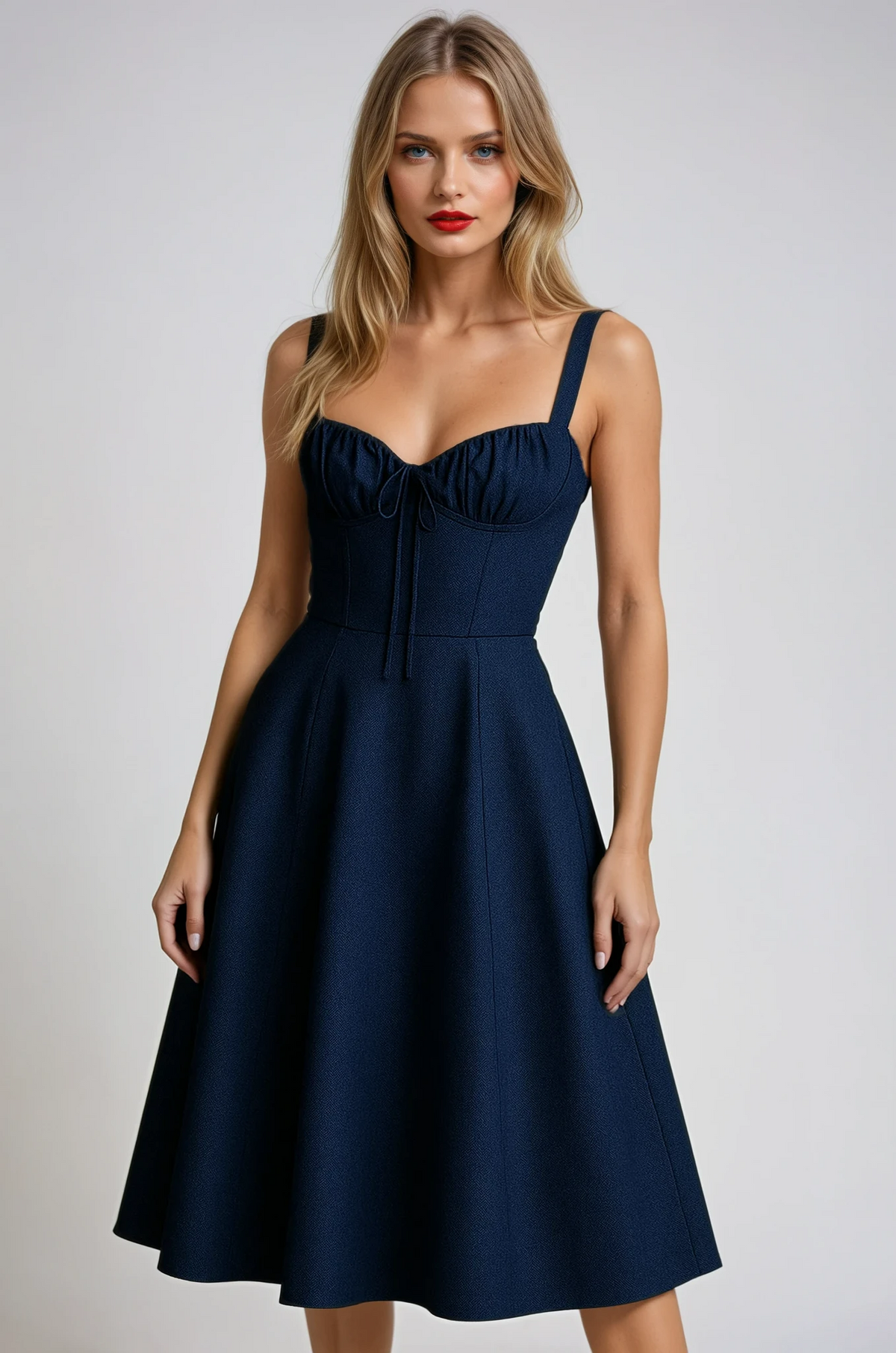 Midi A-Line Cocktail Dress-dresses > midi dress > cocktail dress-Laventaire-Laventaire