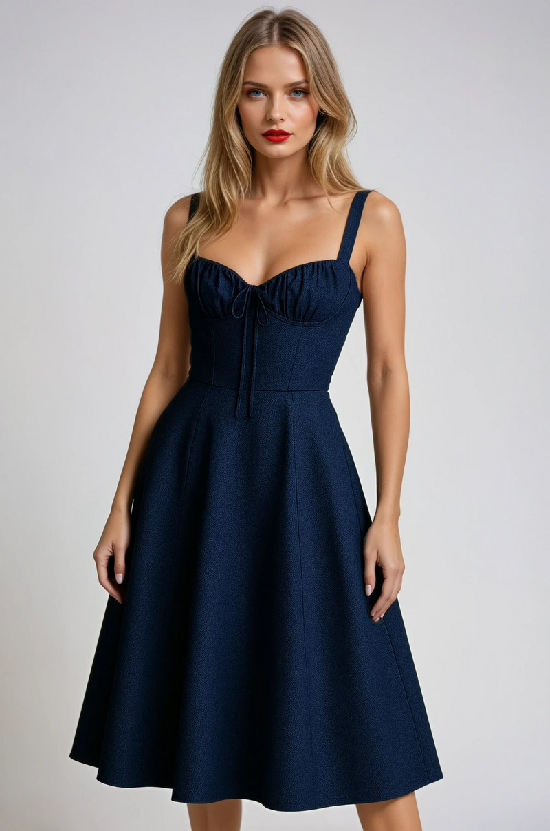 Midi A-Line Cocktail Dress-dresses > midi dress > cocktail dress-Laventaire-Laventaire