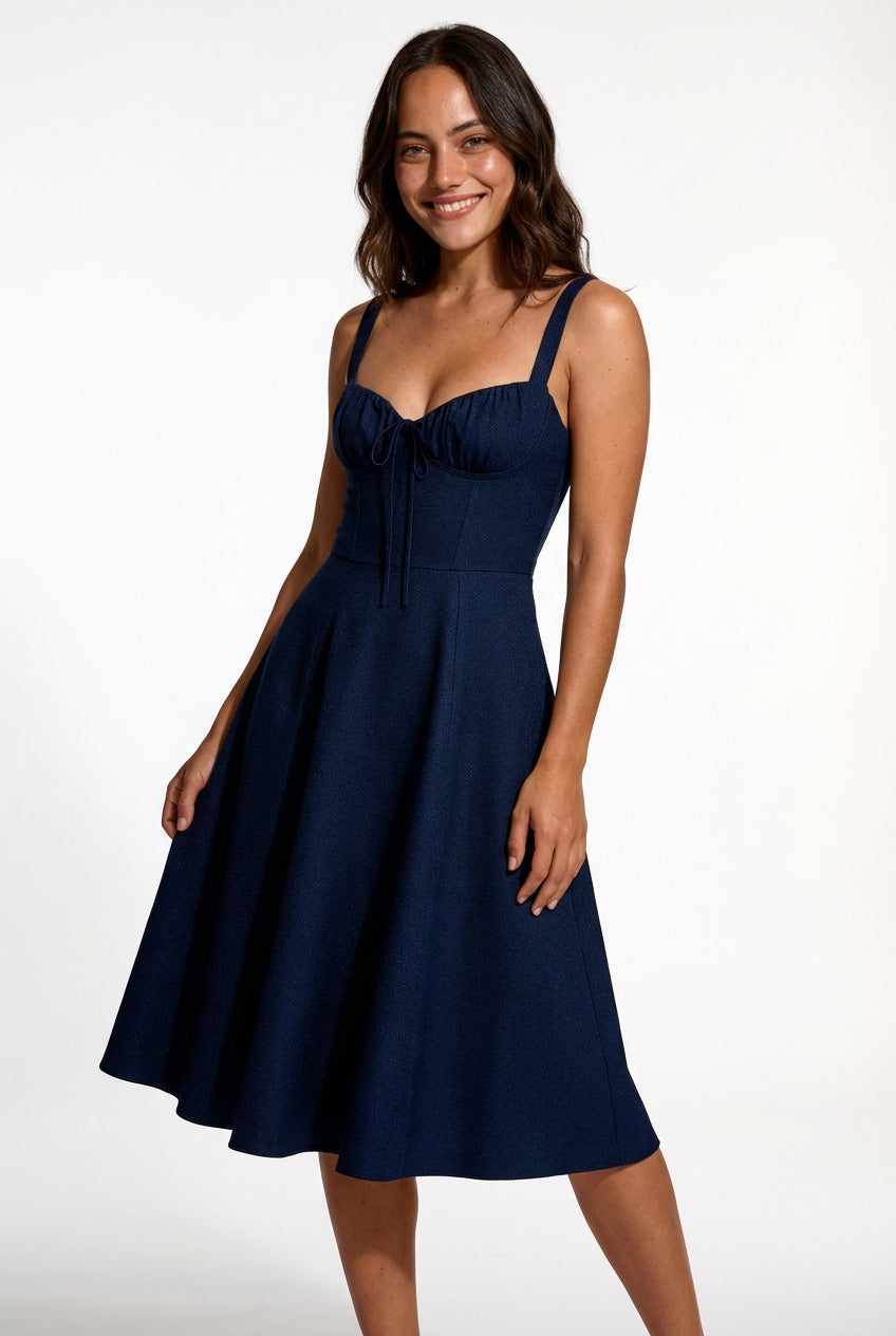 Midi A-Line Cocktail Dress-dresses > midi dress > cocktail dress-Laventaire-Laventaire