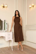Midi Dress Cinched Waist-dresses > midi dress-Laventaire-Laventaire