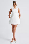 Mini Dress Bow Back-dresses > mini dress-Laventaire-White-S-Laventaire