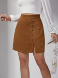 Mini Skirt With Slit-Mini Skirts-Laventaire-Laventaire