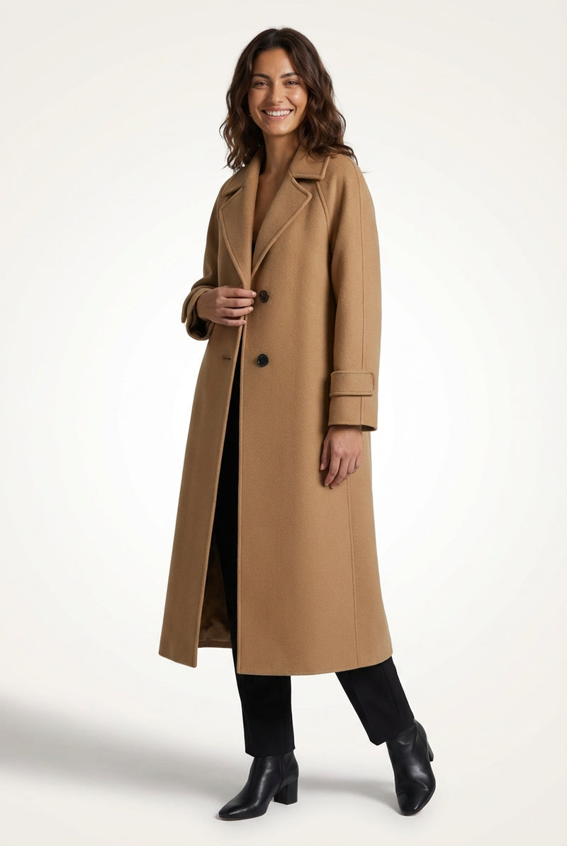Minimal Long Coat-outerwear > long coat-Laventaire-Camel-S-Laventaire