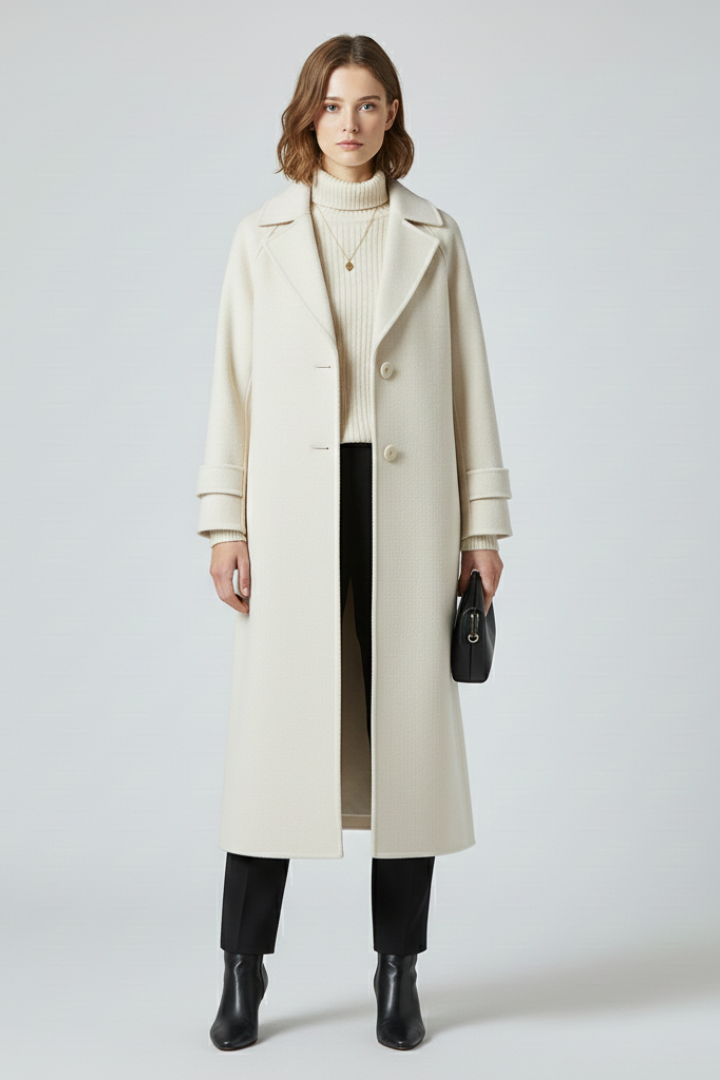 Minimal Long Coat-outerwear > long coat-Laventaire-Cream-S-Laventaire