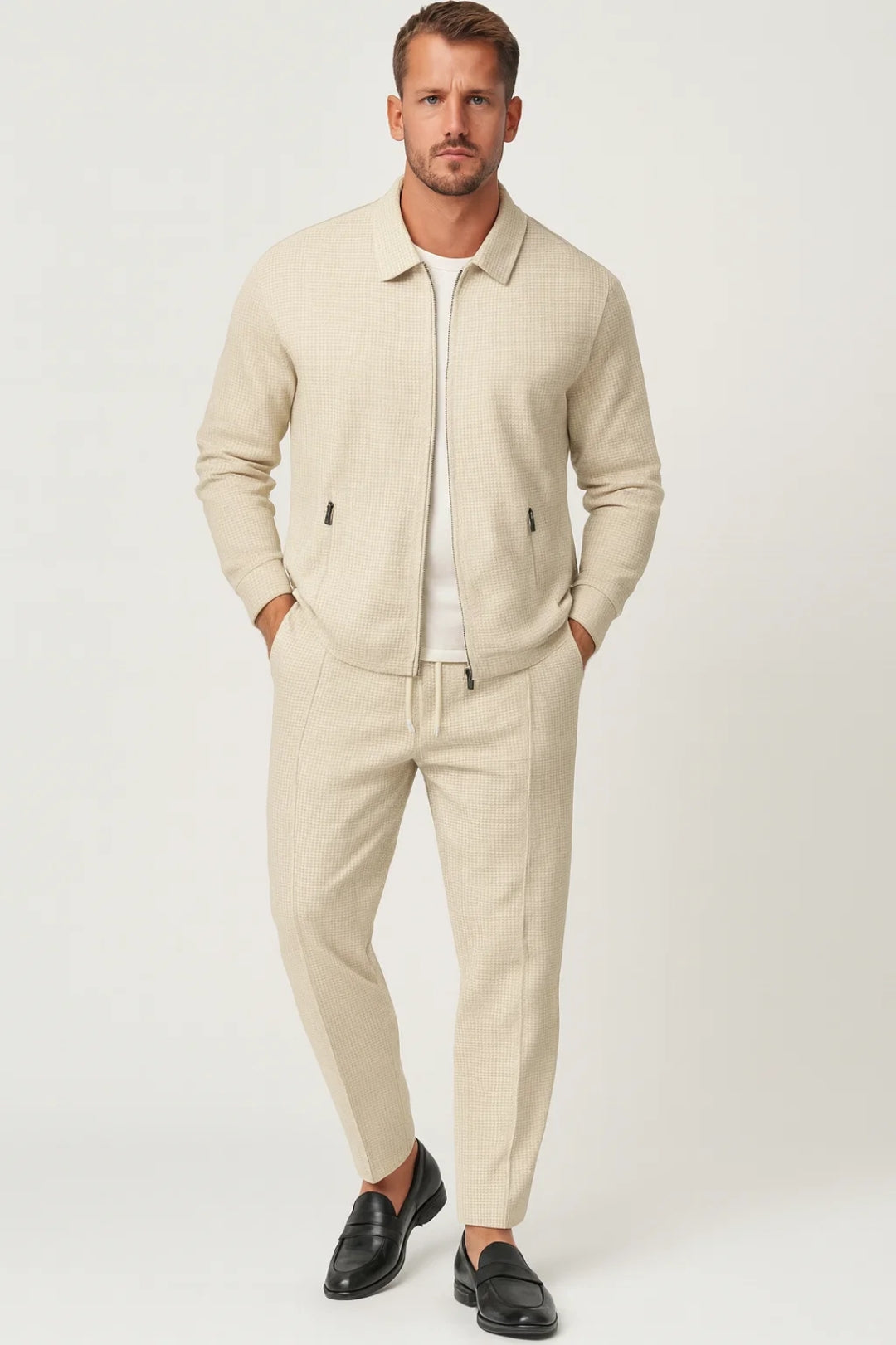 Minimalist Two-Piece Set-sets > two piece set-Laventaire-Beige-S-Laventaire