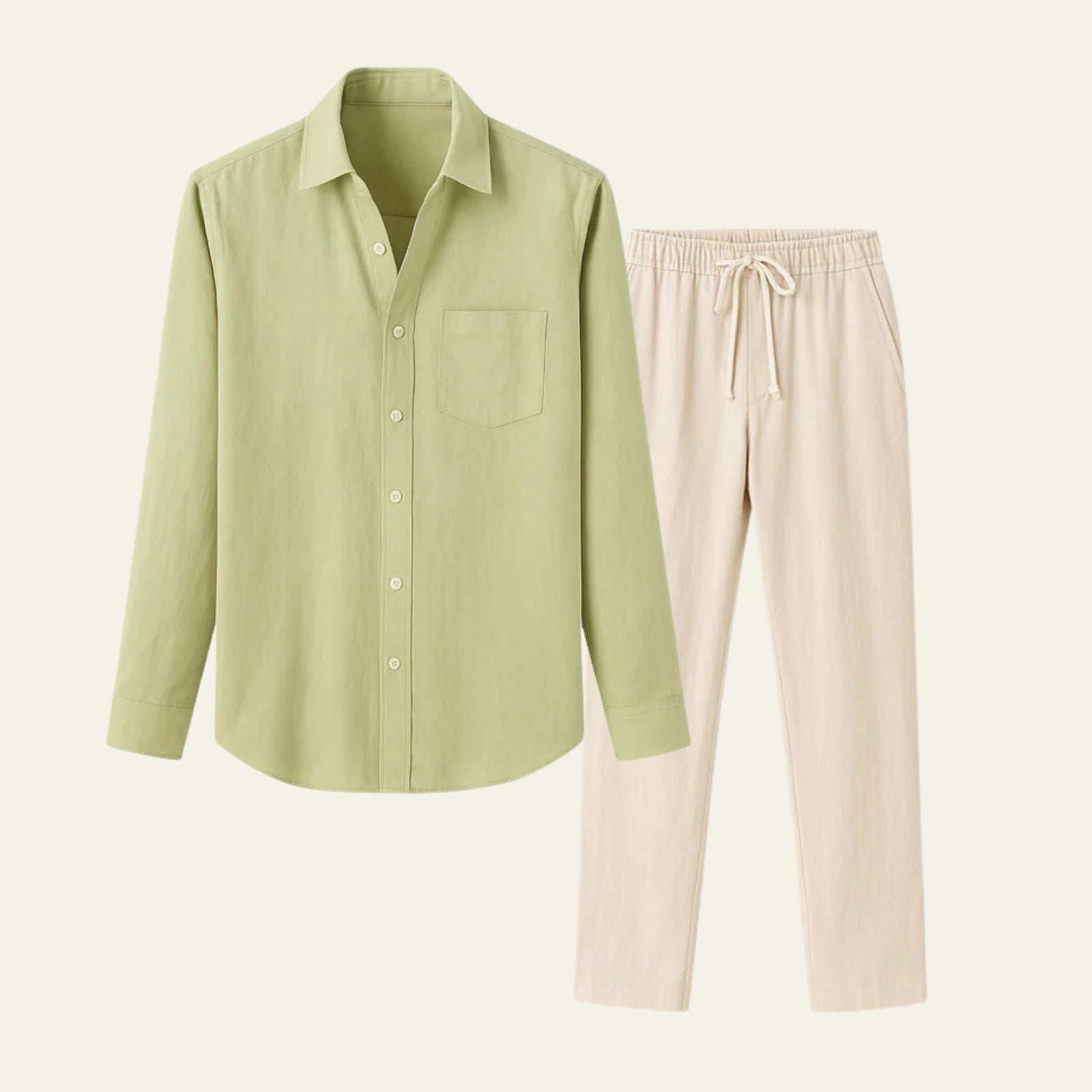 Modern Co-Ord Set-sets > two piece set-Laventaire-Light Green-S-Laventaire