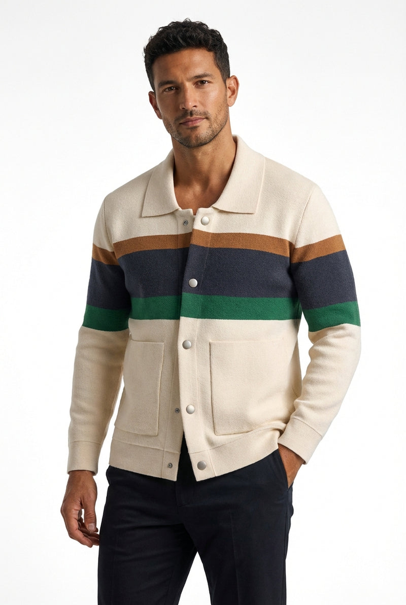 Modern Fit Cardigan-men's outerwear > cardigan-Laventaire-Cream-XS-Laventaire