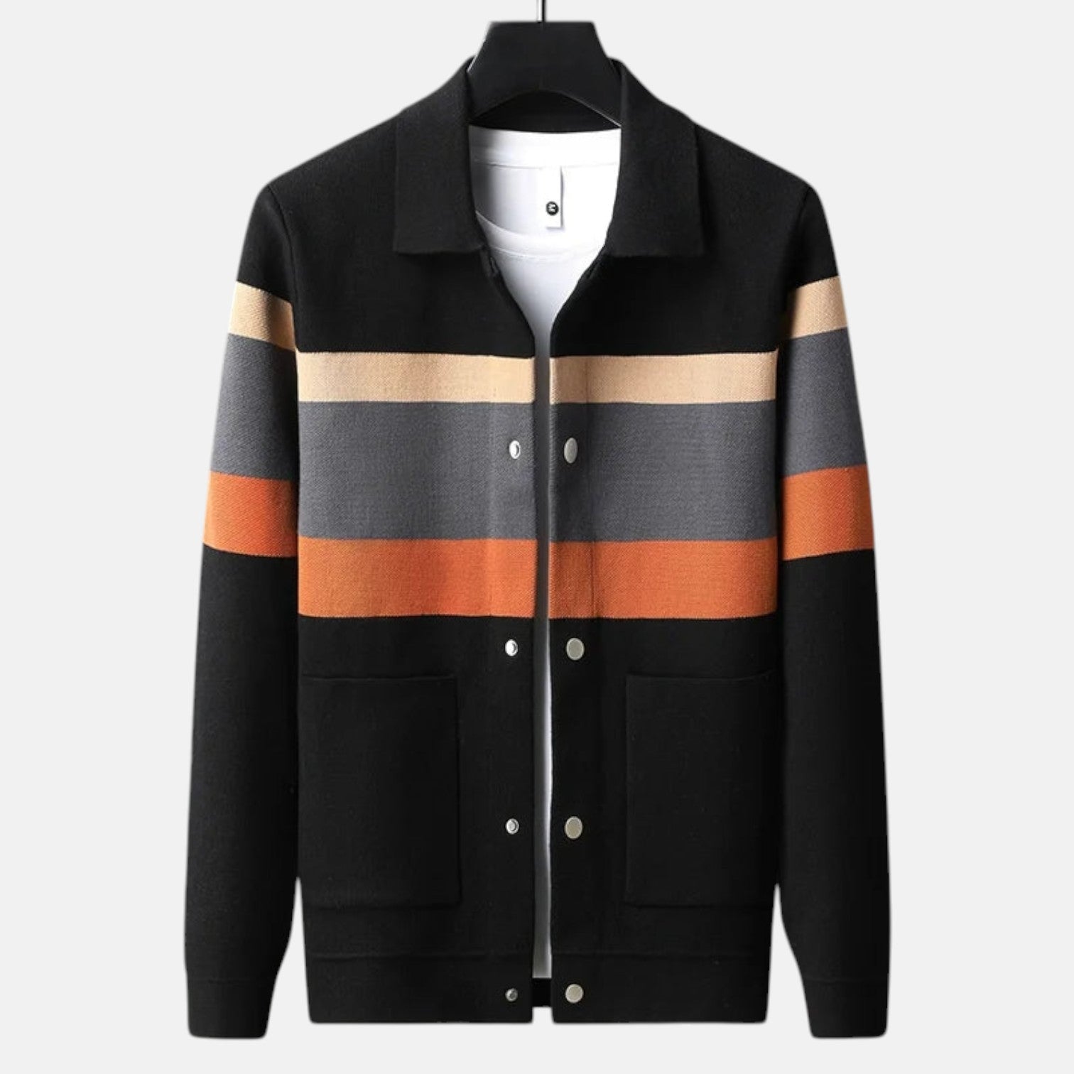 Modern Fit Cardigan-men's outerwear > cardigan-Laventaire-Orange-XS-Laventaire