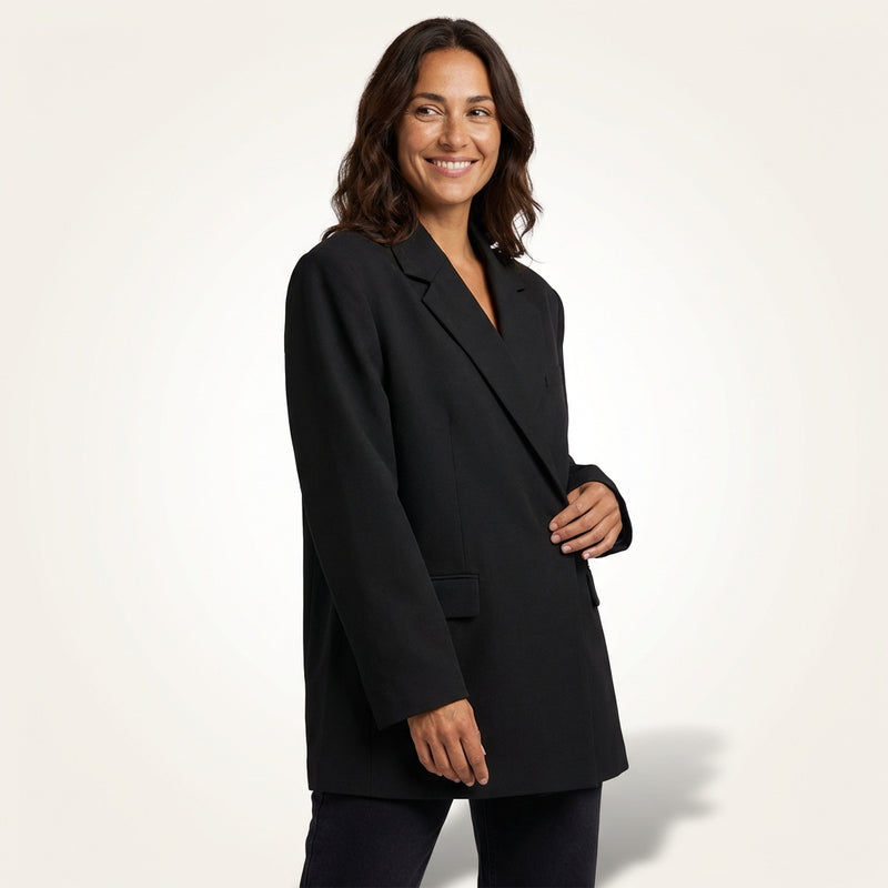 Modern Oversized Blazer Jacket-outerwear > blazers > oversized blazers-Laventaire-Black-S-Laventaire