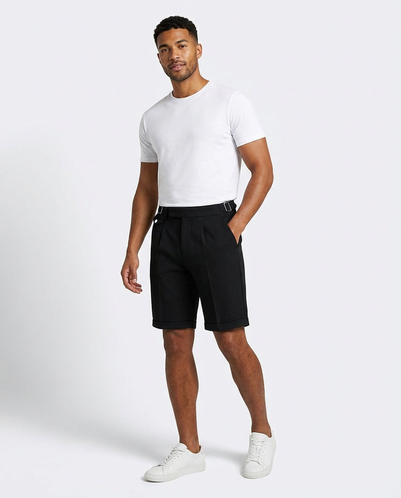 Modern Relaxed Fit Shorts-shorts > casual shorts-Laventaire-Black-S-Laventaire