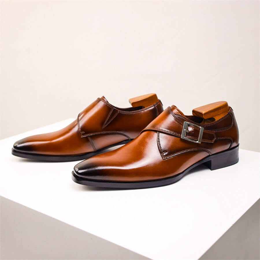 Monk Strap Dress Shoes-footwear > dress shoes > monk strap shoes-Laventaire-Brown-38-Laventaire