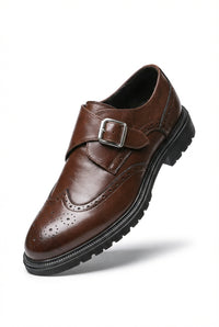 Monk Strap Oxford Shoes-shoes > oxfords > monk strap oxfords-Laventaire-Dark Brown-38-Laventaire
