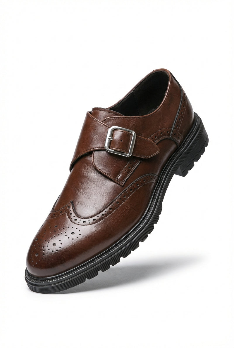 Monk Strap Oxford Shoes-shoes > oxfords > monk strap oxfords-Laventaire-Dark Brown-38-Laventaire