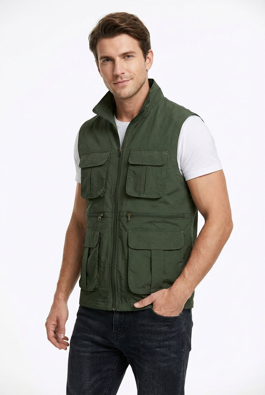 Multi-Pocket Outdoor Vest-outerwear > vests-Laventaire-Laventaire