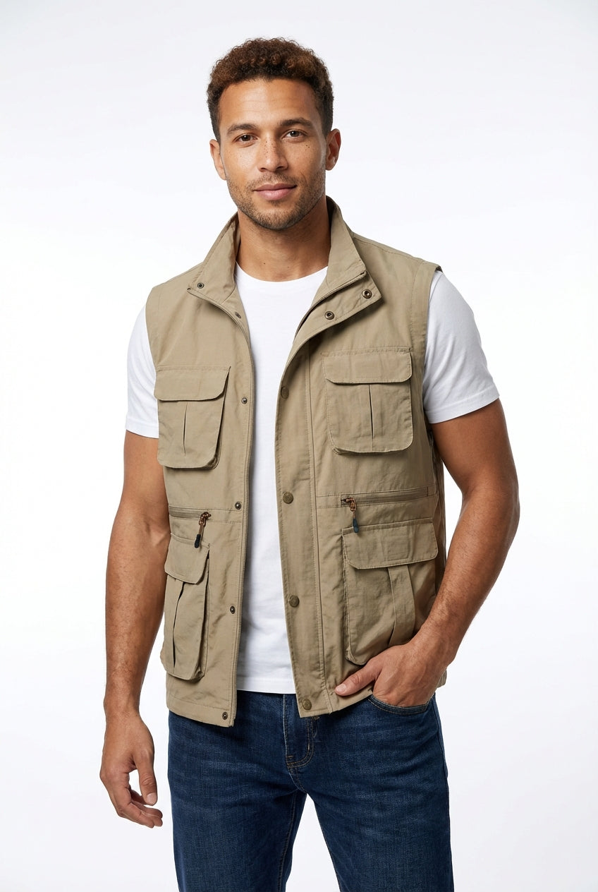 Multi-Pocket Outdoor Vest-outerwear > vests-Laventaire-Laventaire