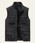 Multi-Pocket Outdoor Vest-outerwear > vests-Laventaire-Black-S-Laventaire