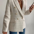 Notched Collar Blazer Jacket-outerwear > blazer-Laventaire-Cream-XS-Laventaire