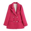 Notched Collar Blazer Jacket-outerwear > blazer-Laventaire-Deep Pink-XS-Laventaire