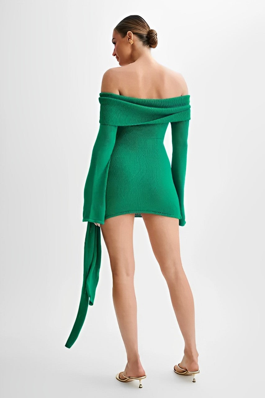 Off-Shoulder Bodycon Mini Dress-dresses > bodycon dress-Laventaire-Laventaire