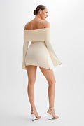 Off-Shoulder Bodycon Mini Dress-dresses > bodycon dress-Laventaire-Laventaire