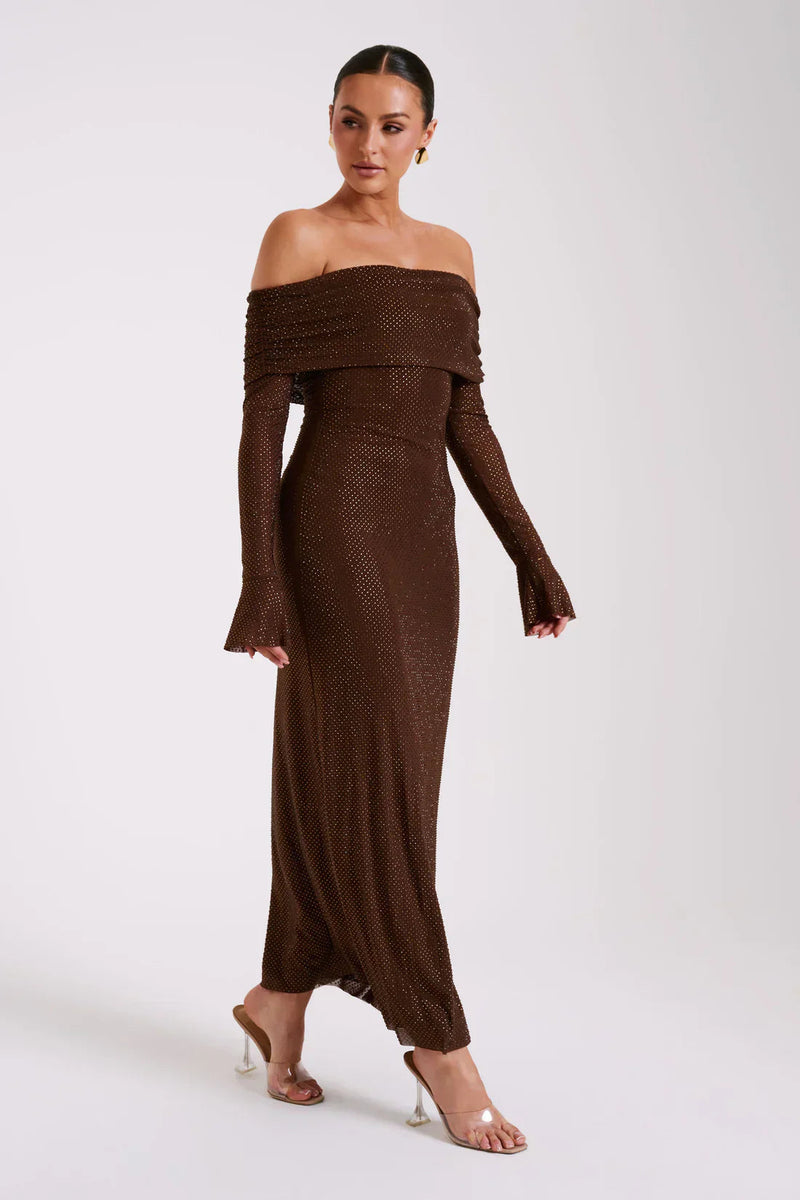 Off-Shoulder Evening Gown-dresses > evening gown-Laventaire-Laventaire