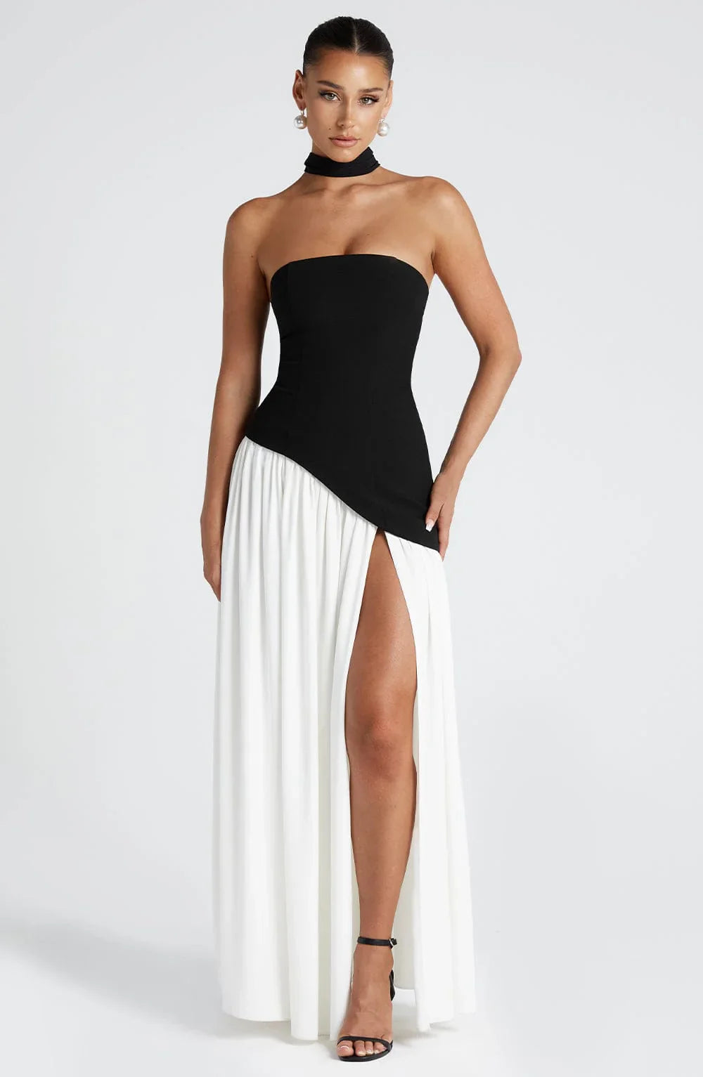 Off-Shoulder Maxi Dress-dresses > maxi dress-Laventaire-Black-S-Laventaire