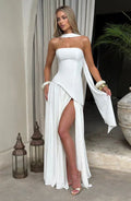 Off-Shoulder Maxi Dress-dresses > maxi dress-Laventaire-White-S-Laventaire