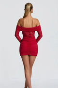 Off-Shoulder Mini Dress-dresses > mini dress-Laventaire-Laventaire