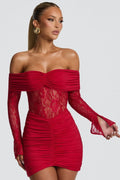 Off-Shoulder Mini Dress-dresses > mini dress-Laventaire-Laventaire