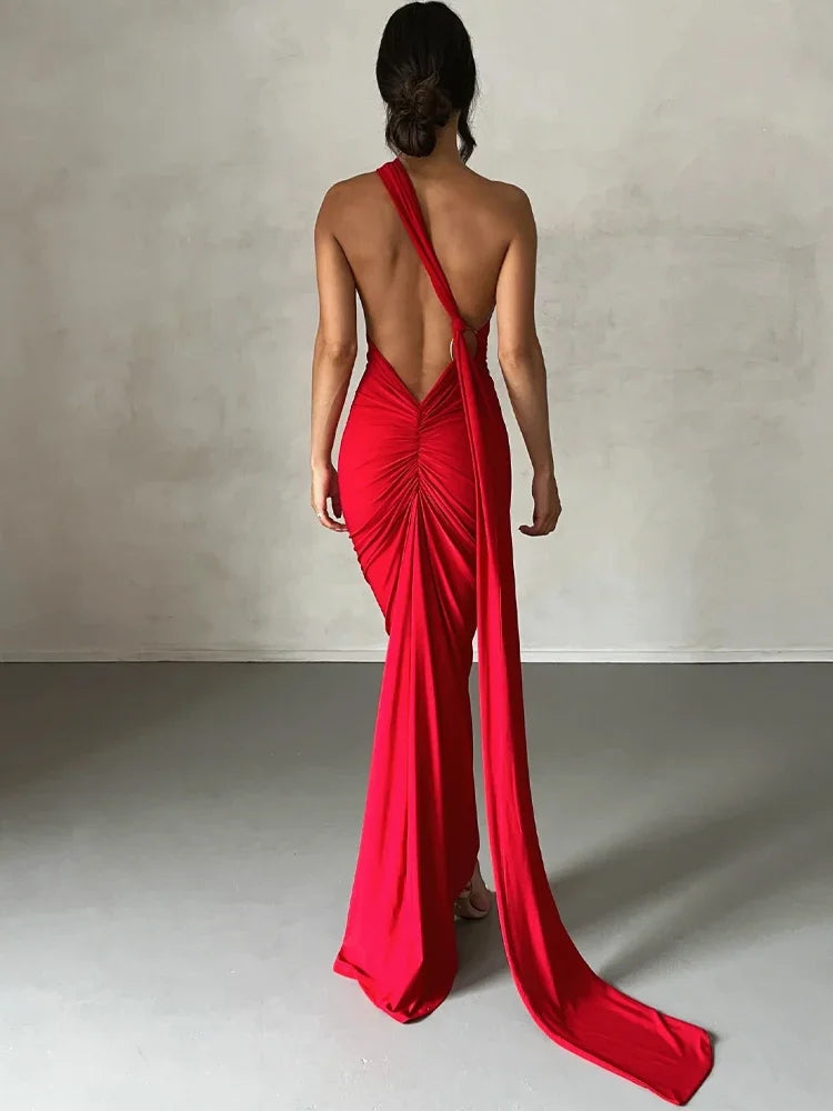 One-Shoulder Maxi Dress-dresses > maxi dress-Laventaire-Laventaire
