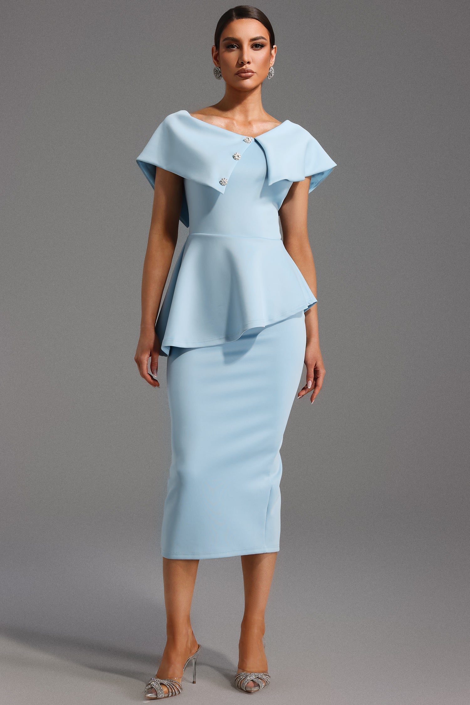 One-Shoulder Midi Dress-dresses > midi dress-Laventaire-Laventaire
