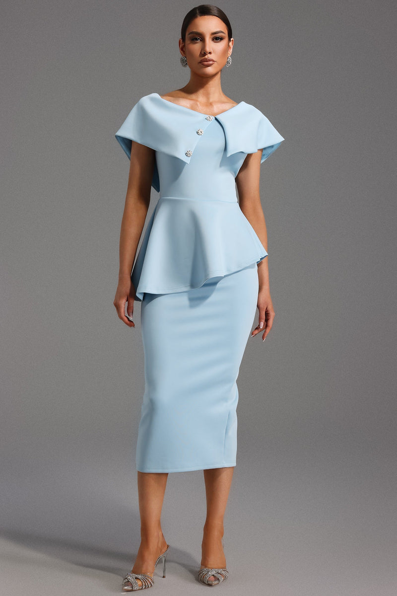 One-Shoulder Midi Dress-dresses > midi dress-Laventaire-Laventaire