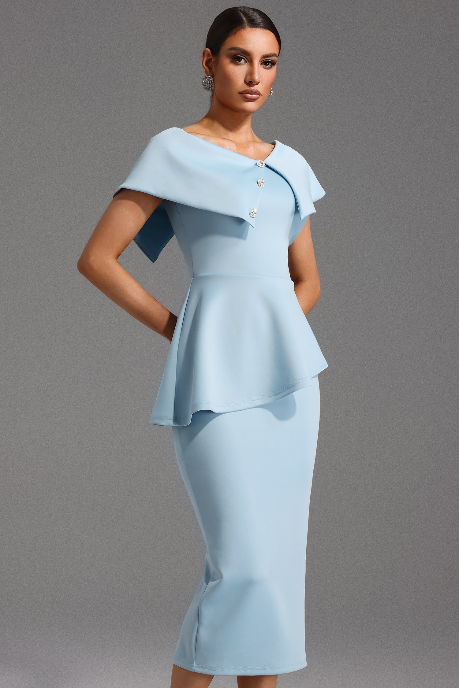 One-Shoulder Midi Dress-dresses > midi dress-Laventaire-Laventaire