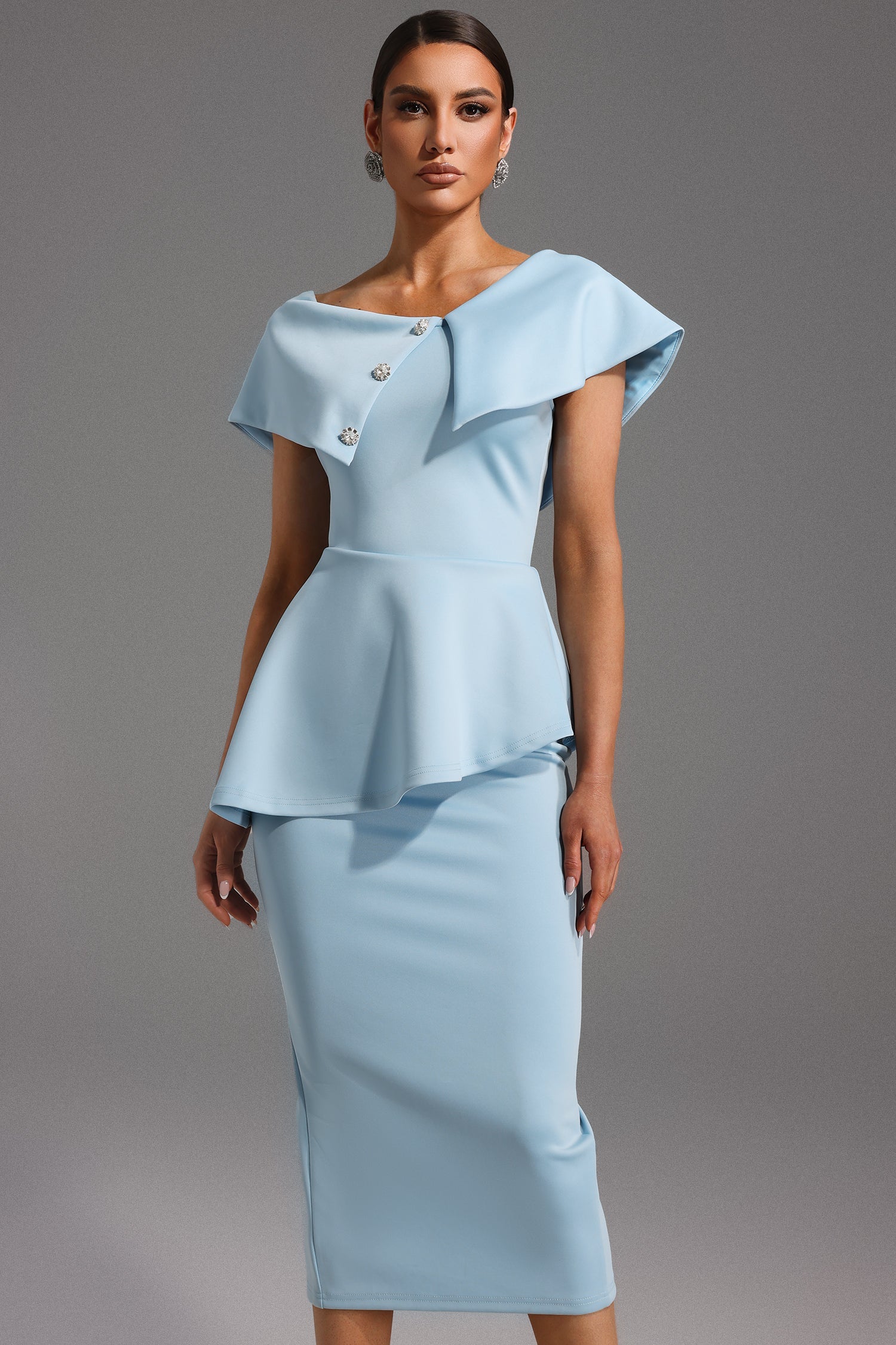 One-Shoulder Midi Dress-dresses > midi dress-Laventaire-Laventaire
