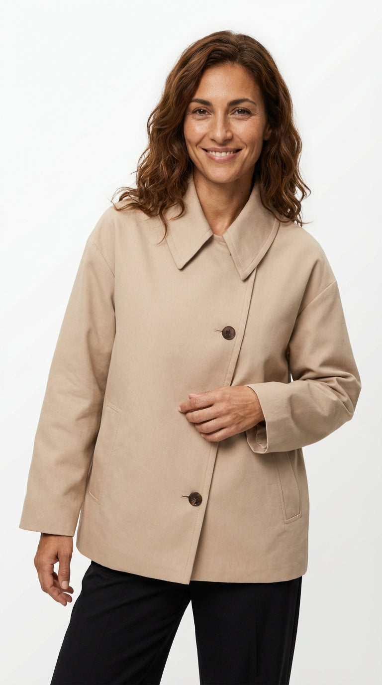 Oversized Asymmetrical Fit Coat-coats > oversized coat-Laventaire-Beige-XS-Laventaire