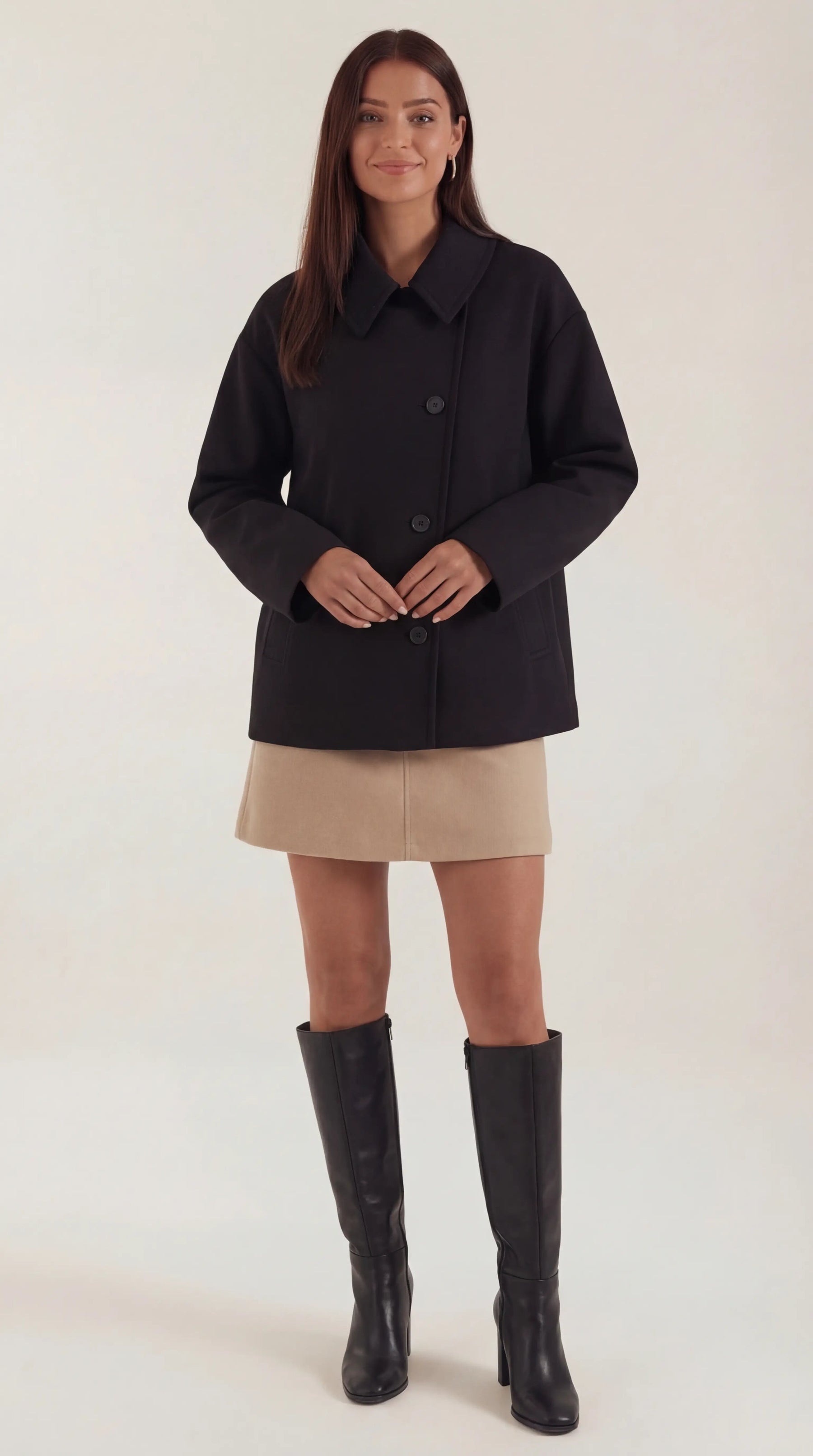Oversized Asymmetrical Fit Coat-coats > oversized coat-Laventaire-Black-XS-Laventaire