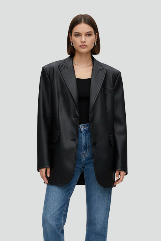 Oversized Blazer Jacket-jackets > blazers-Laventaire-Black-XS-Laventaire
