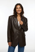 Oversized Blazer Jacket-jackets > blazers-Laventaire-Dark Brown-XS-Laventaire