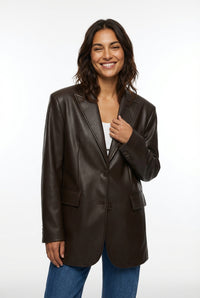 Oversized Blazer Jacket-jackets > blazers-Laventaire-Dark Brown-XS-Laventaire