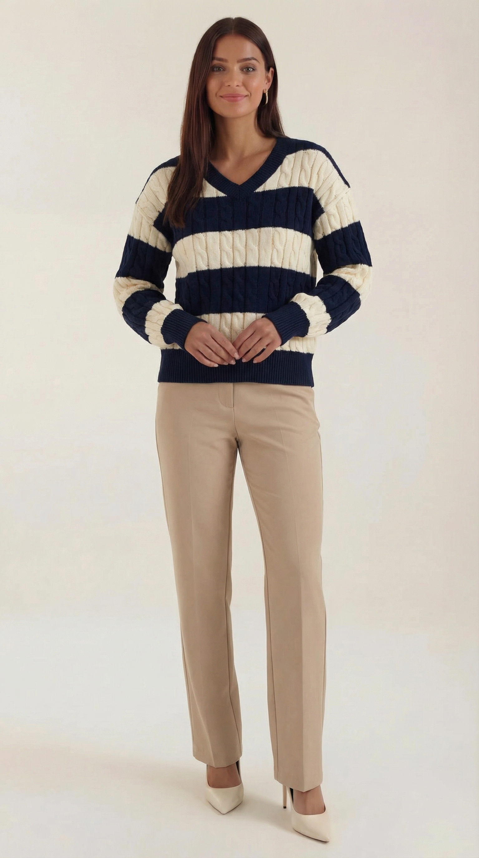 Oversized Cable Knit Sweater-sweaters > oversized sweater-Laventaire-Laventaire