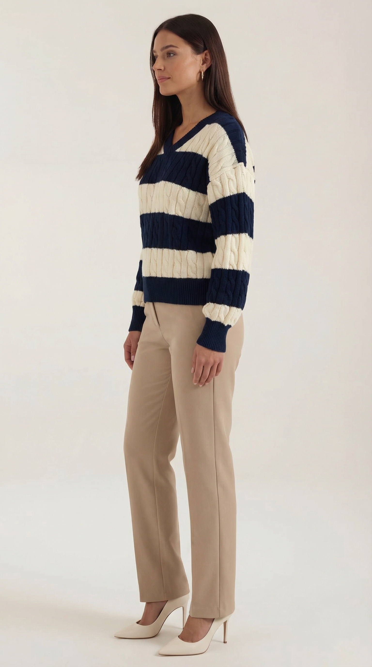 Oversized Cable Knit Sweater-sweaters > oversized sweater-Laventaire-Laventaire