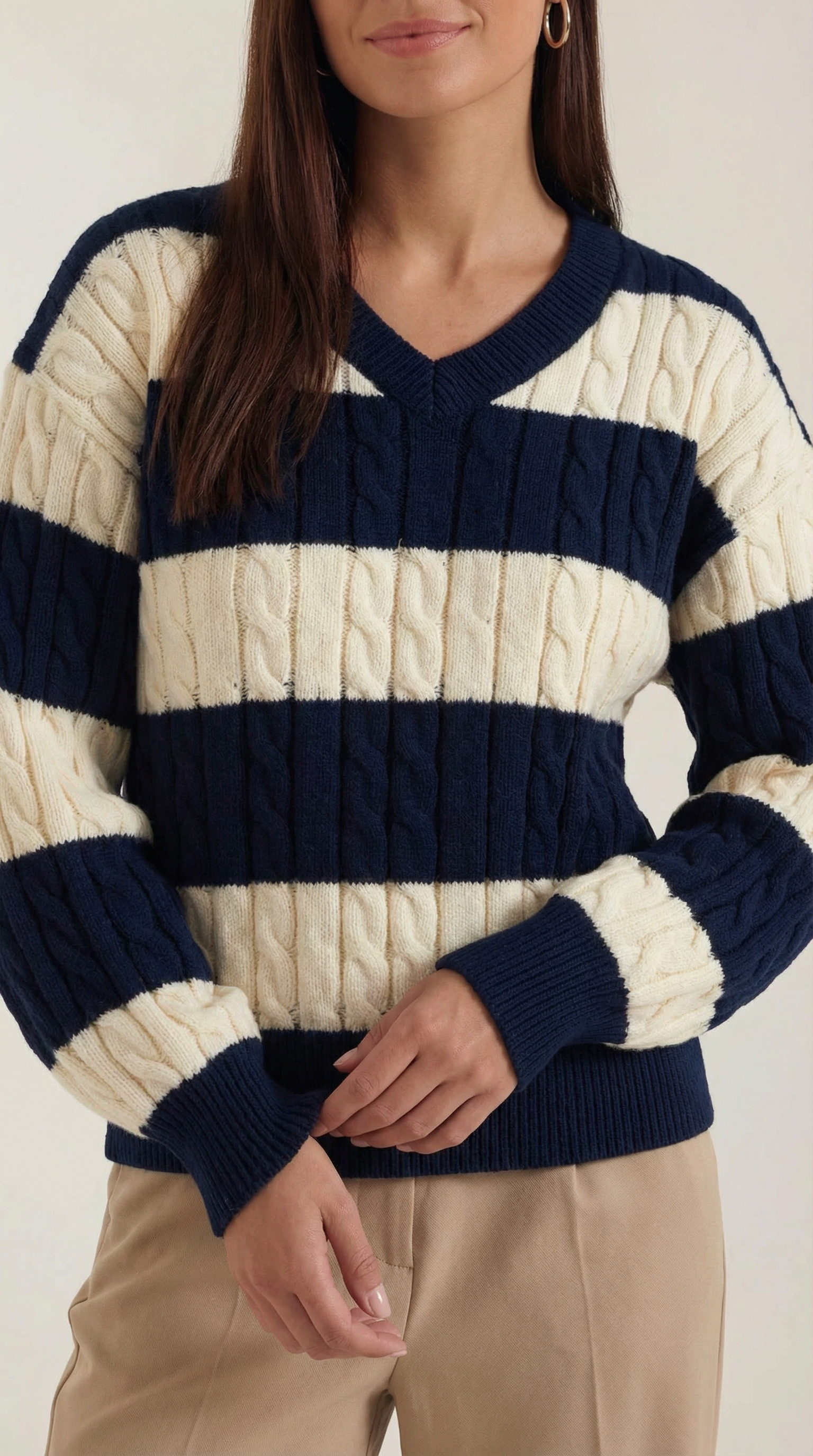 Oversized Cable Knit Sweater-sweaters > oversized sweater-Laventaire-Laventaire