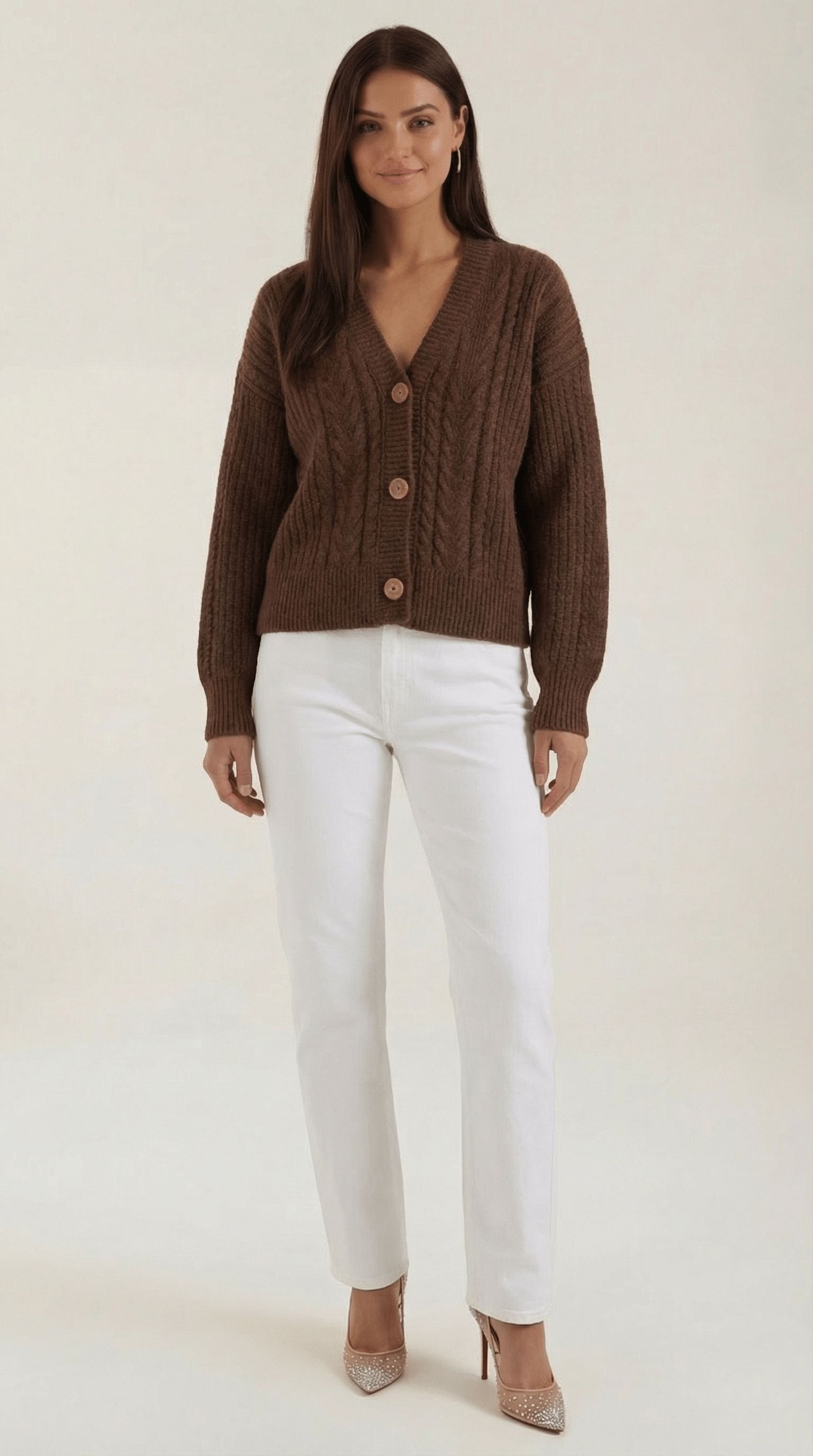 Oversized Cardigan Sweater-sweaters > oversized cardigan sweater-Laventaire-Dark Brown-S-Laventaire