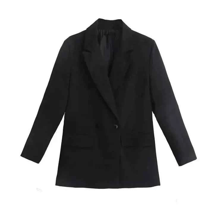 Oversized Casual Fit Blazer-jackets > blazers > oversized blazers-Laventaire-Black-S-Laventaire