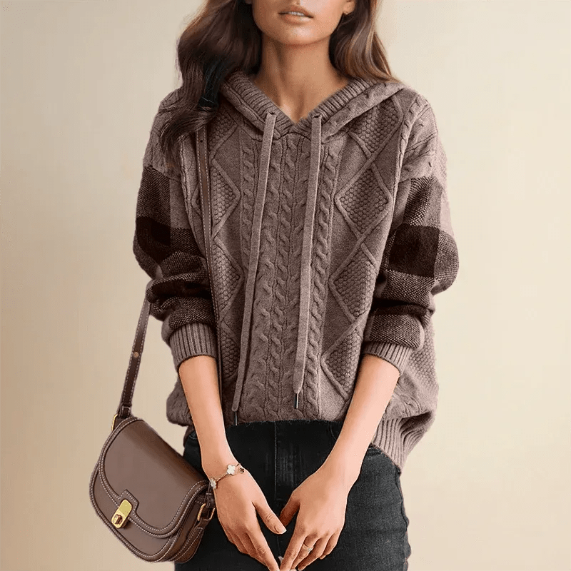 Oversized Casual Hoodie-hoodies > oversized hoodie-Laventaire-Taupe-S-Laventaire