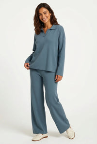 Oversized Casual Lounge Set-loungewear > lounge set-Laventaire-Light Blue-S-Laventaire