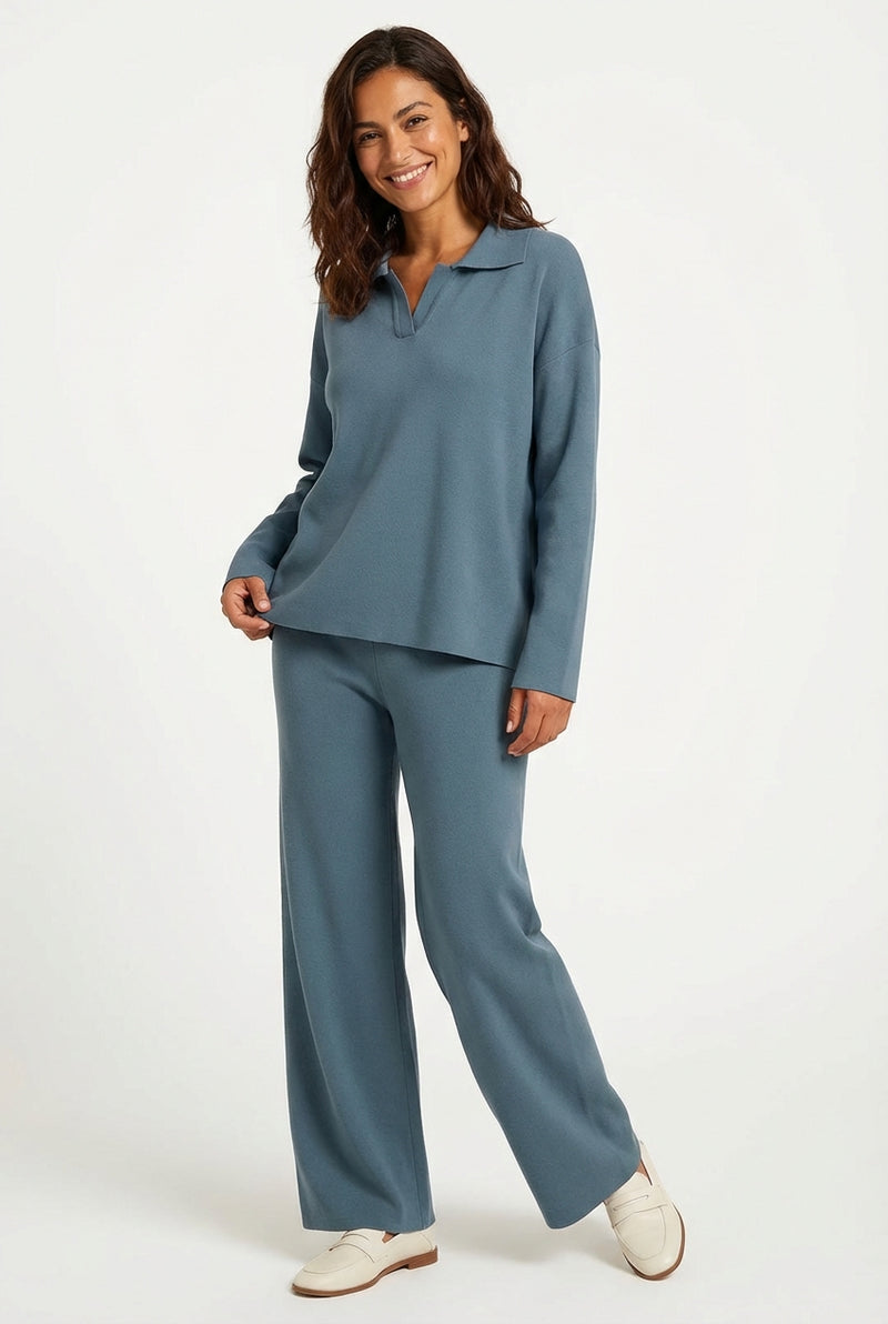 Oversized Casual Lounge Set-loungewear > lounge set-Laventaire-Light Blue-S-Laventaire