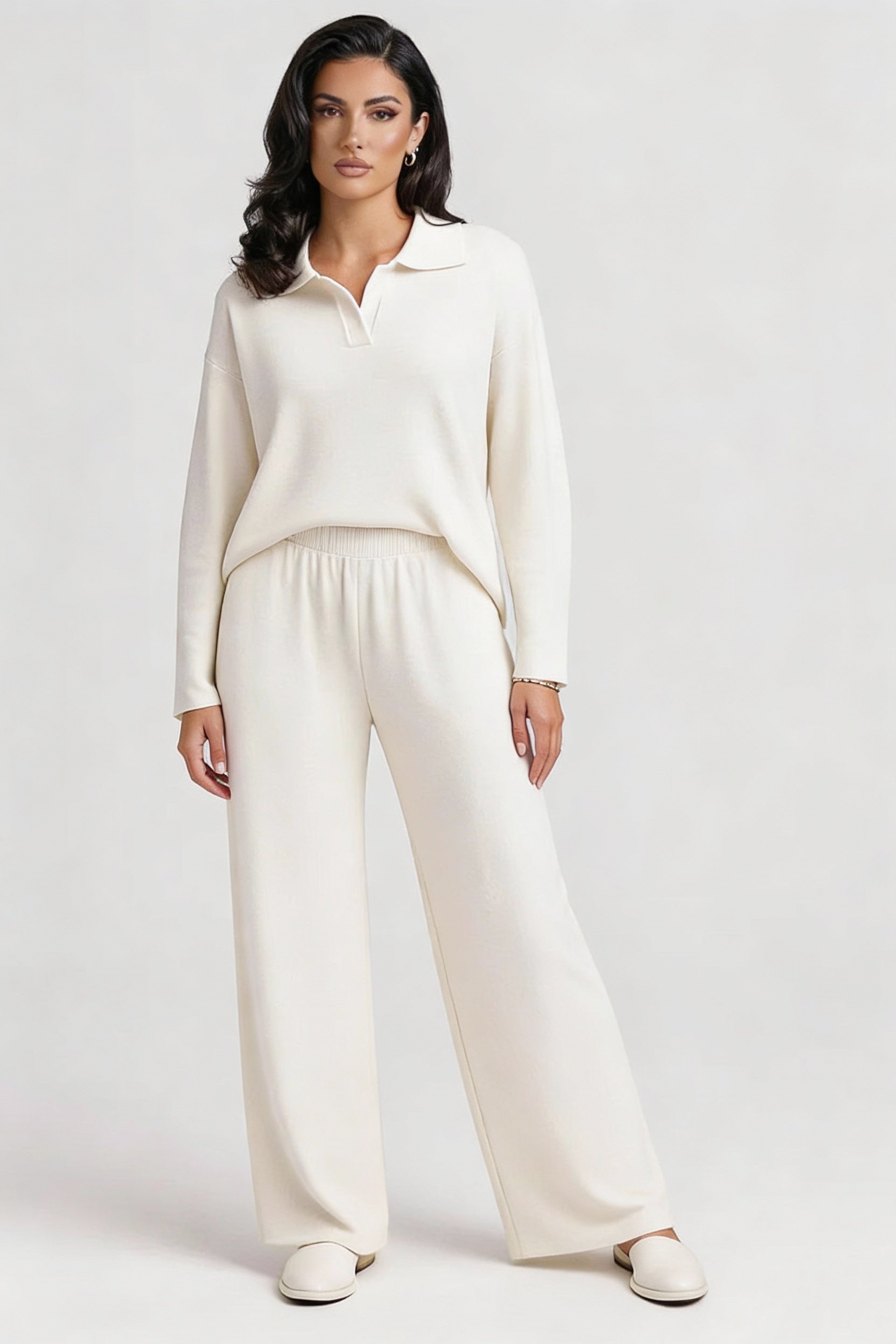 Oversized Casual Lounge Set-loungewear > lounge set-Laventaire-White-S-Laventaire